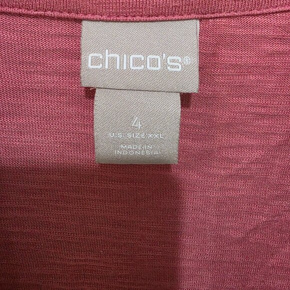 CHICO'S XXL (4) Pink Cotton Modal Open Cardigan Sweater Plus Size Knit Blazer - Picture 3 of 11